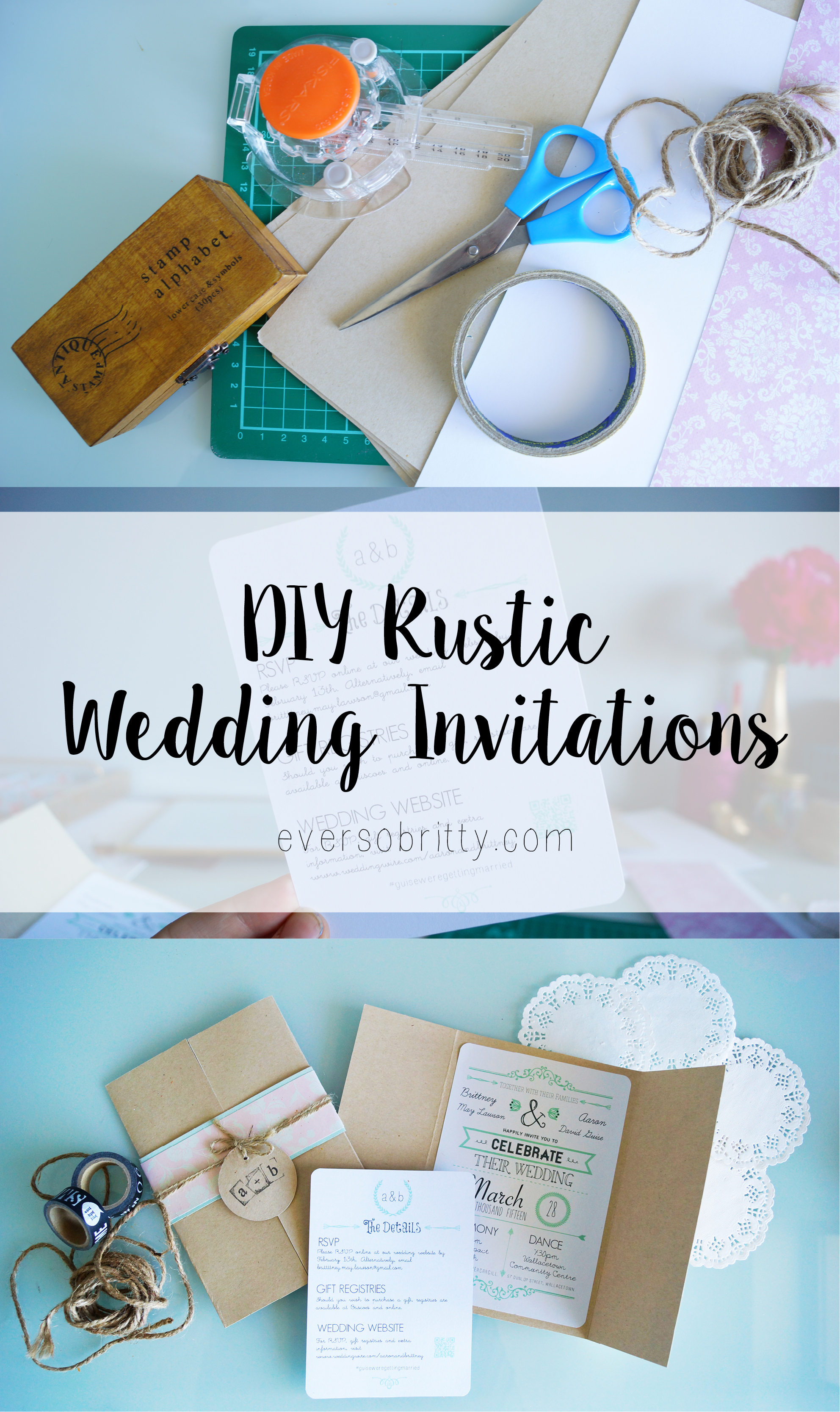 My DIY Rustic Wedding Invitations - Ever So Britty
